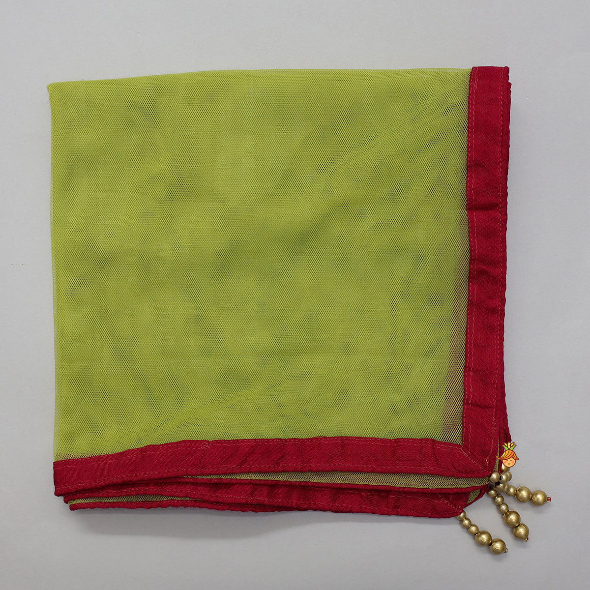 Goddess Durga Embroidered Top And Contrasting Tassel Detail Lehenga With Dupatta