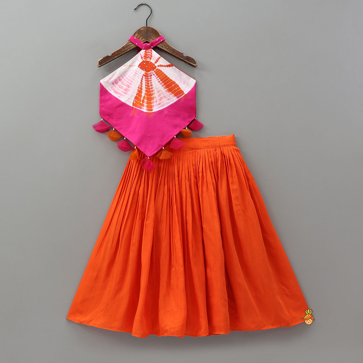 Shibori Printed Stylish Top And Lehenga With Bandana