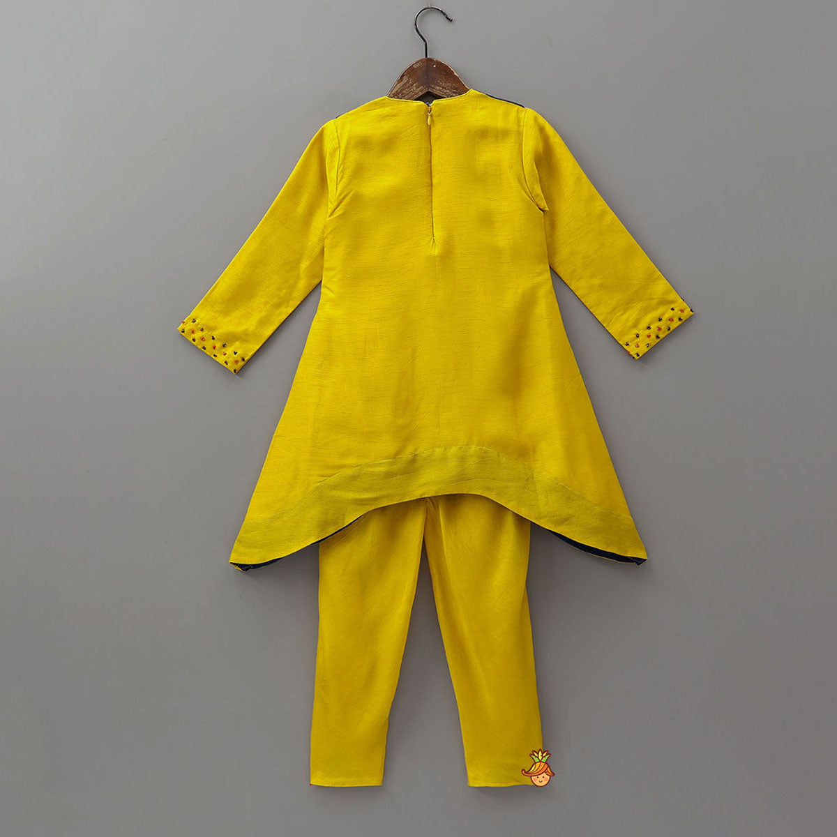 Decorative Yoke Asymmetric Kurti And Dhoti
