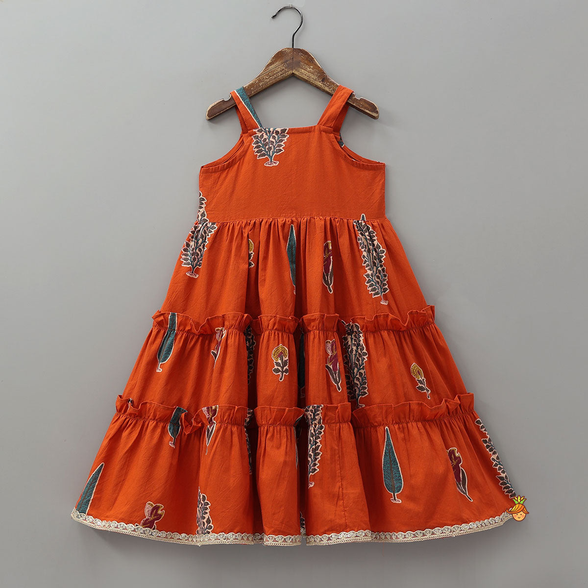 Printed Strappy Tiered Kurti With Jacket