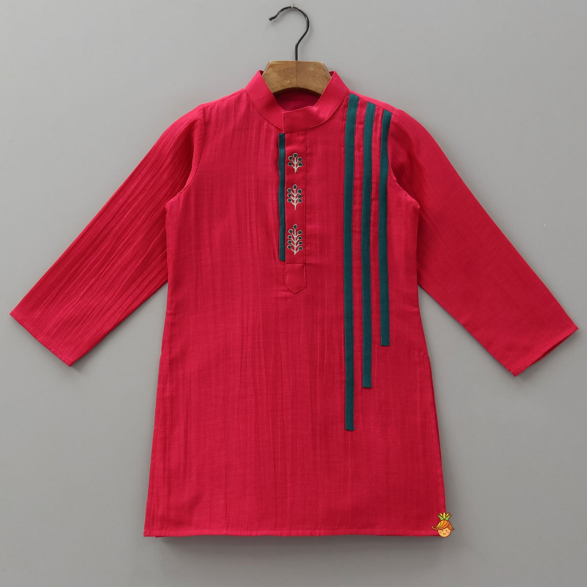 Embroidered Front Placket Kurta And Pyjama