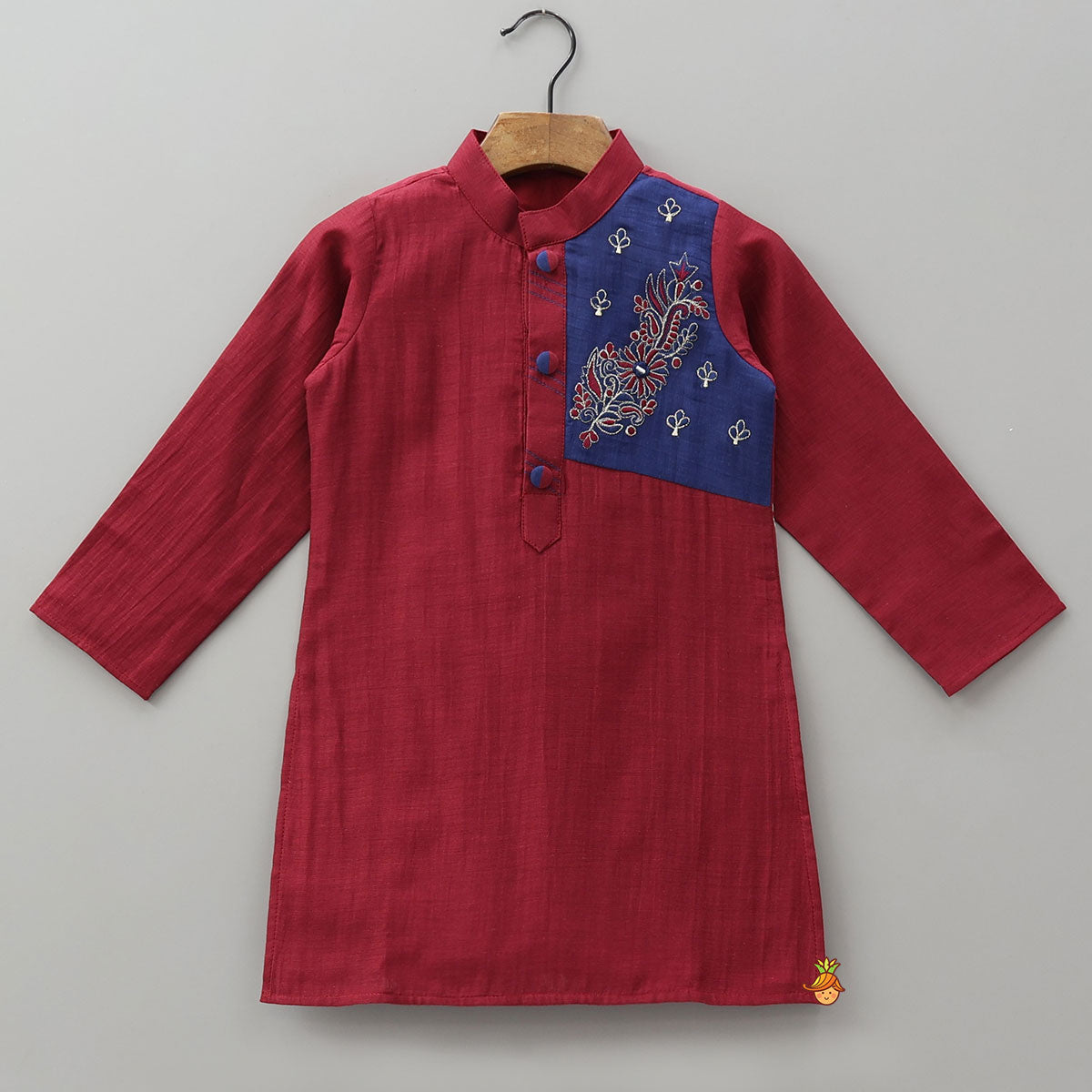 Contrasting Patchwork Ethnic Kurta And Pyjama