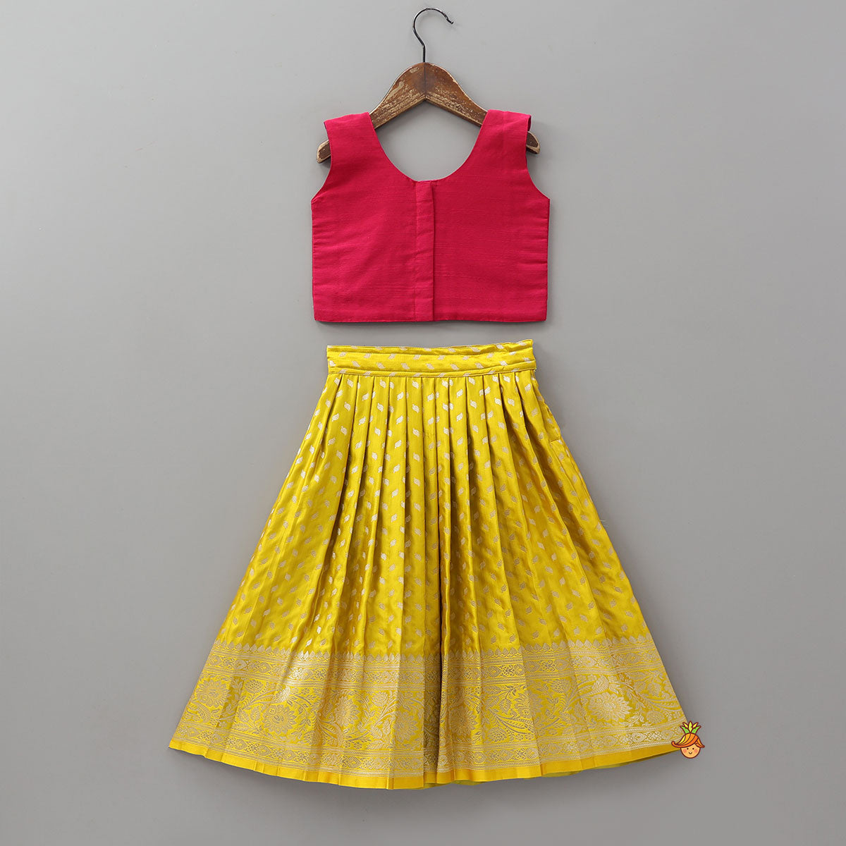 Embroidered Crop Top And Brocade Lehenga