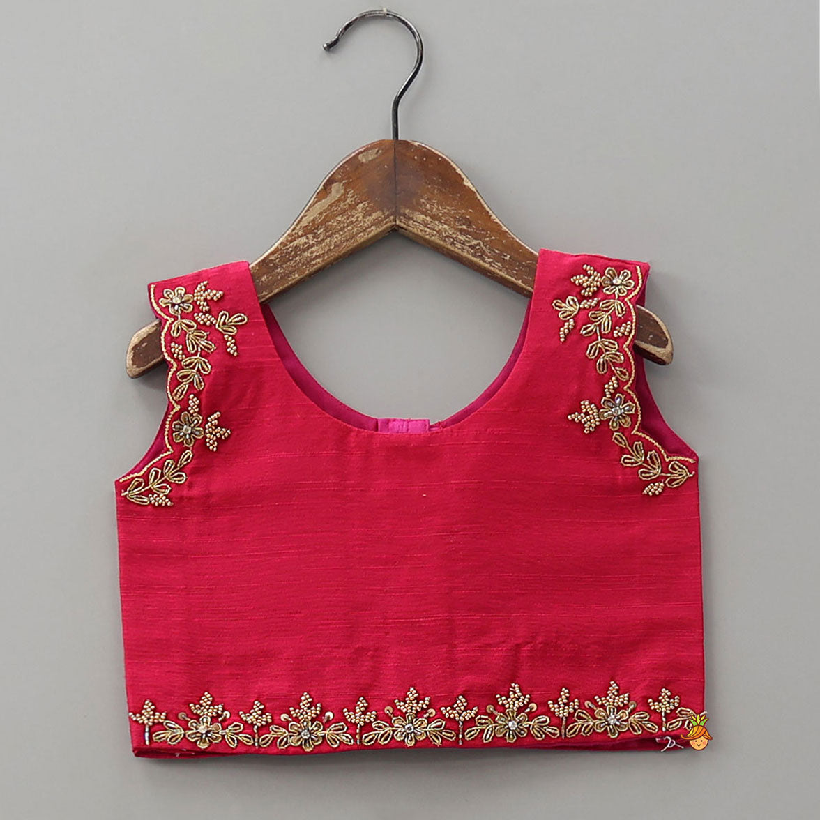 Embroidered Crop Top And Brocade Lehenga