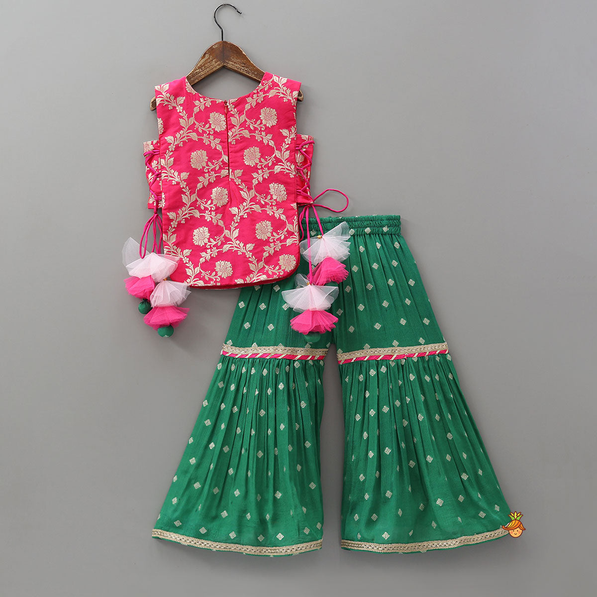 Brocade Top And Contrasting Sharara With Dupatta