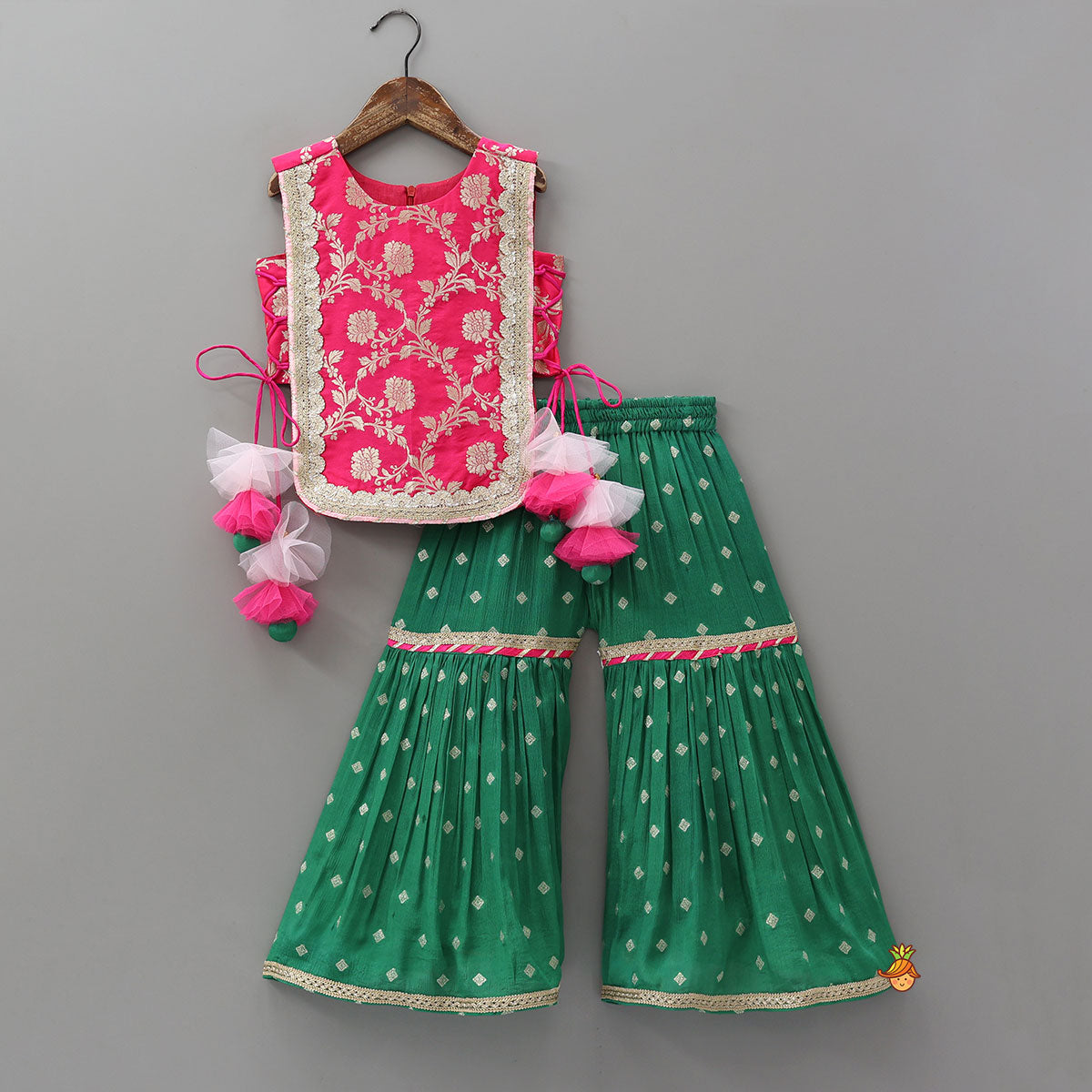 Brocade Top And Contrasting Sharara With Dupatta
