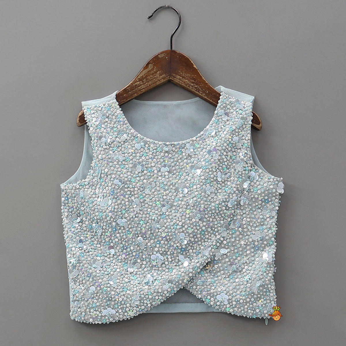 Heavy Sequin Embroidered Top And Net Lehenga