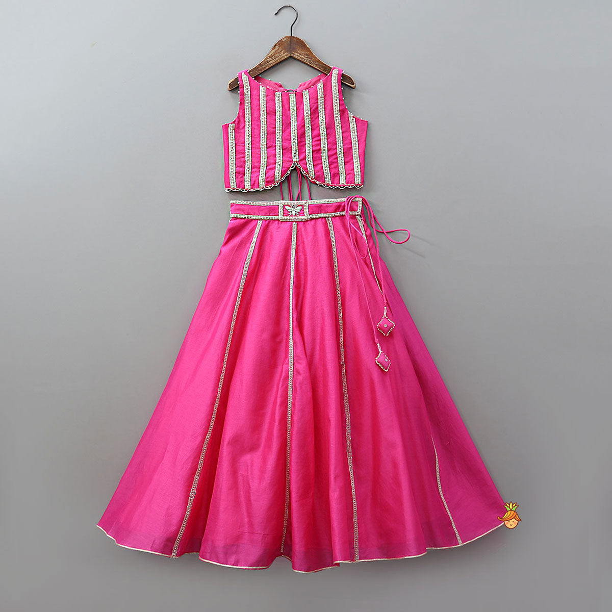 Cut Dana Embellished Elegant Crop Top And Lehenga
