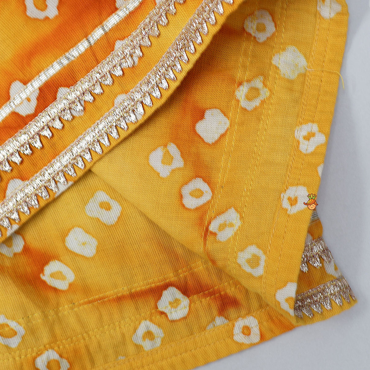 Front Tie Up Bandhani Printed Kurti And Sharara
