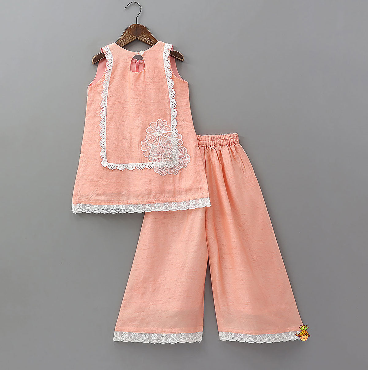 Elegant Floral Applique Kurti And Palazzo
