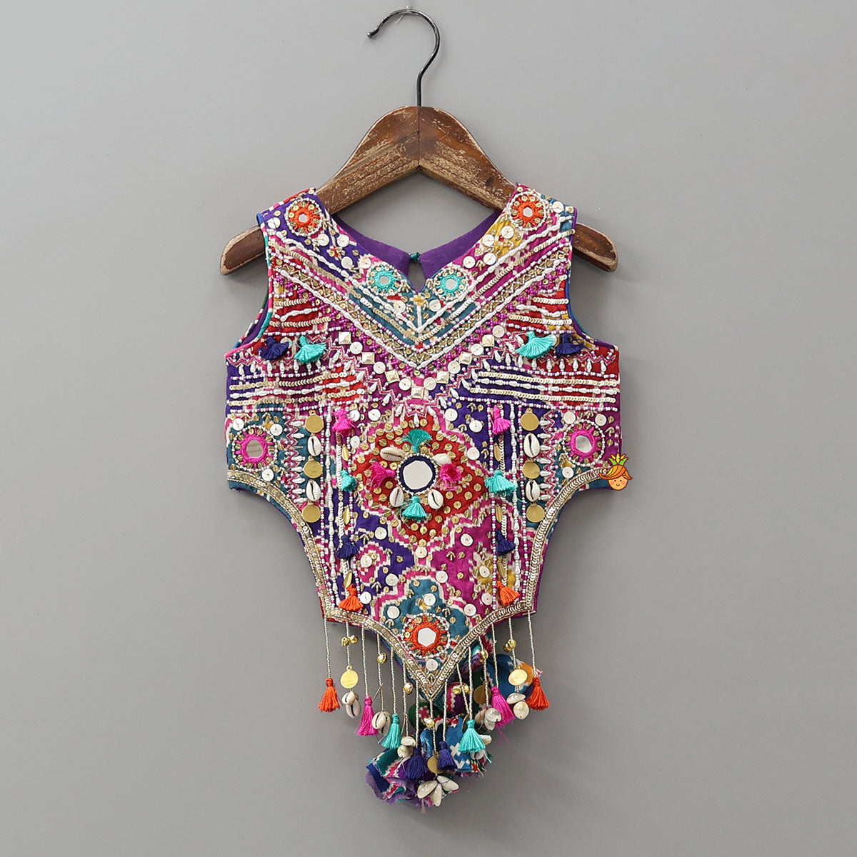 Heavily Embroidered Top And Palazzo With Potli Bag