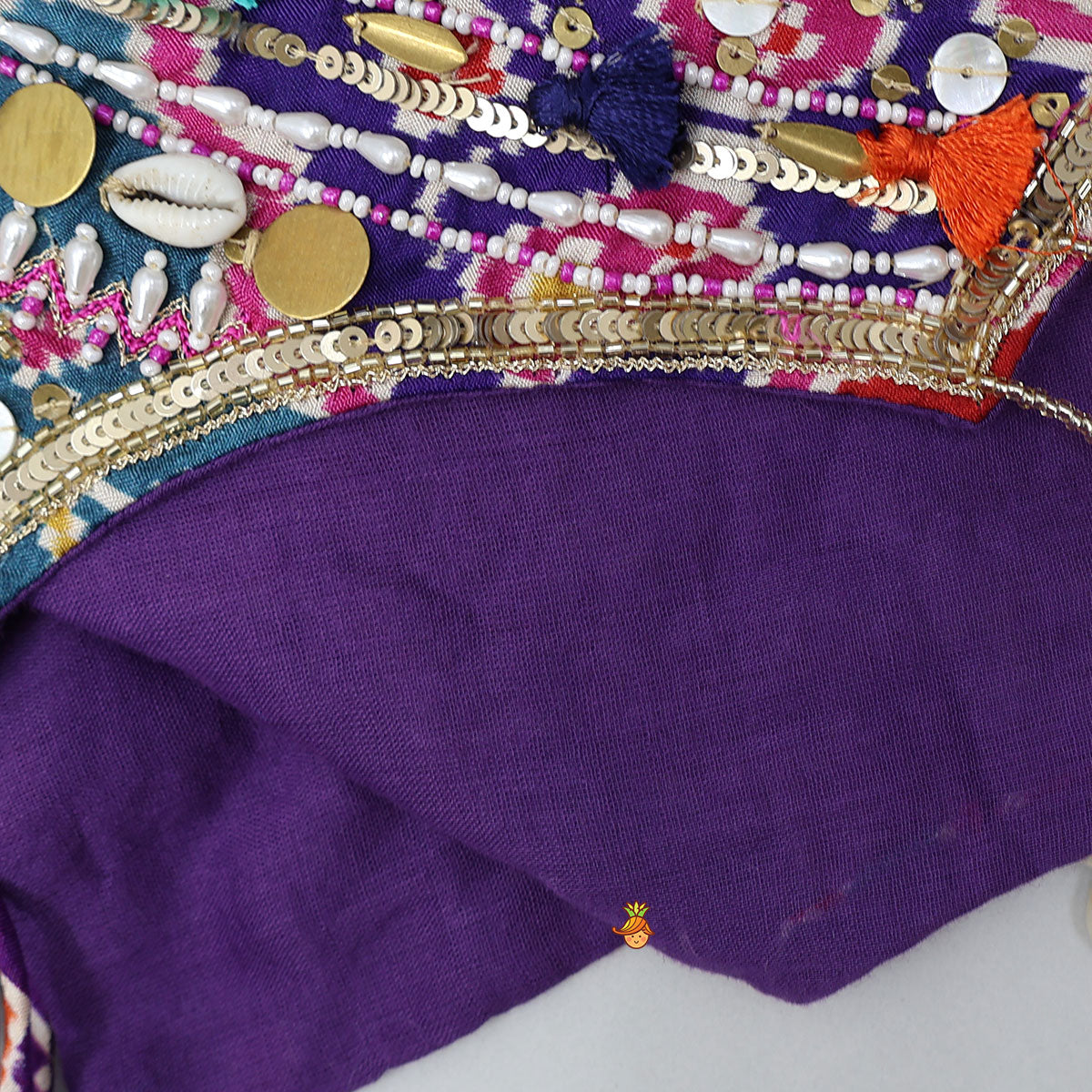 Heavily Embroidered Top And Palazzo With Potli Bag