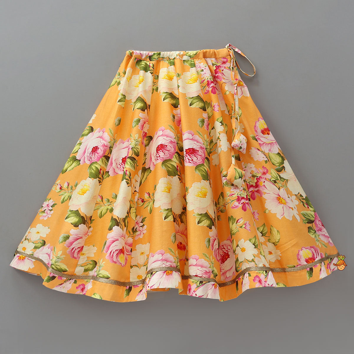 Floral Elegance Top And Lehenga With Net Dupatta