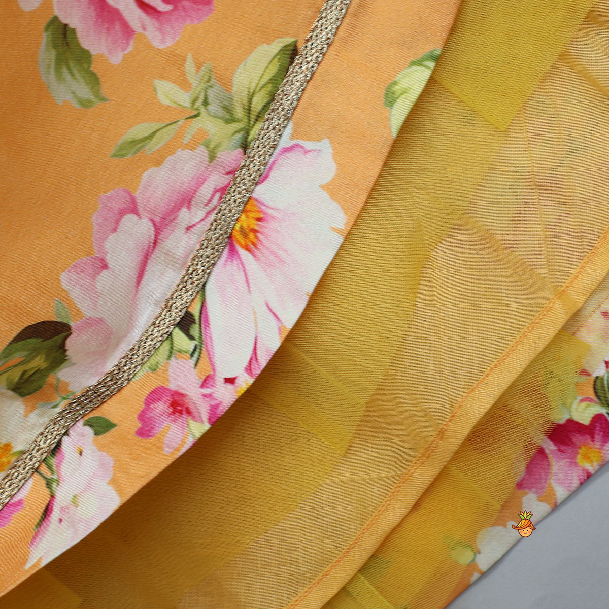 Floral Elegance Top And Lehenga With Net Dupatta