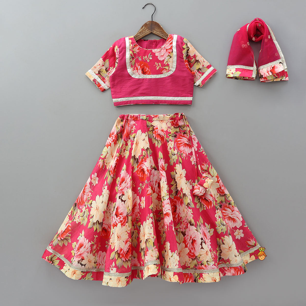 Floral Charm Top And Lehenga With Dupatta