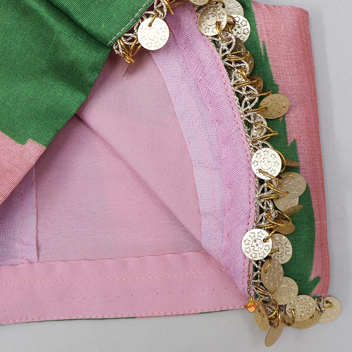 Criss Cross Knot Detail Crop Top And Floral Printed Lehenga With Dupatta