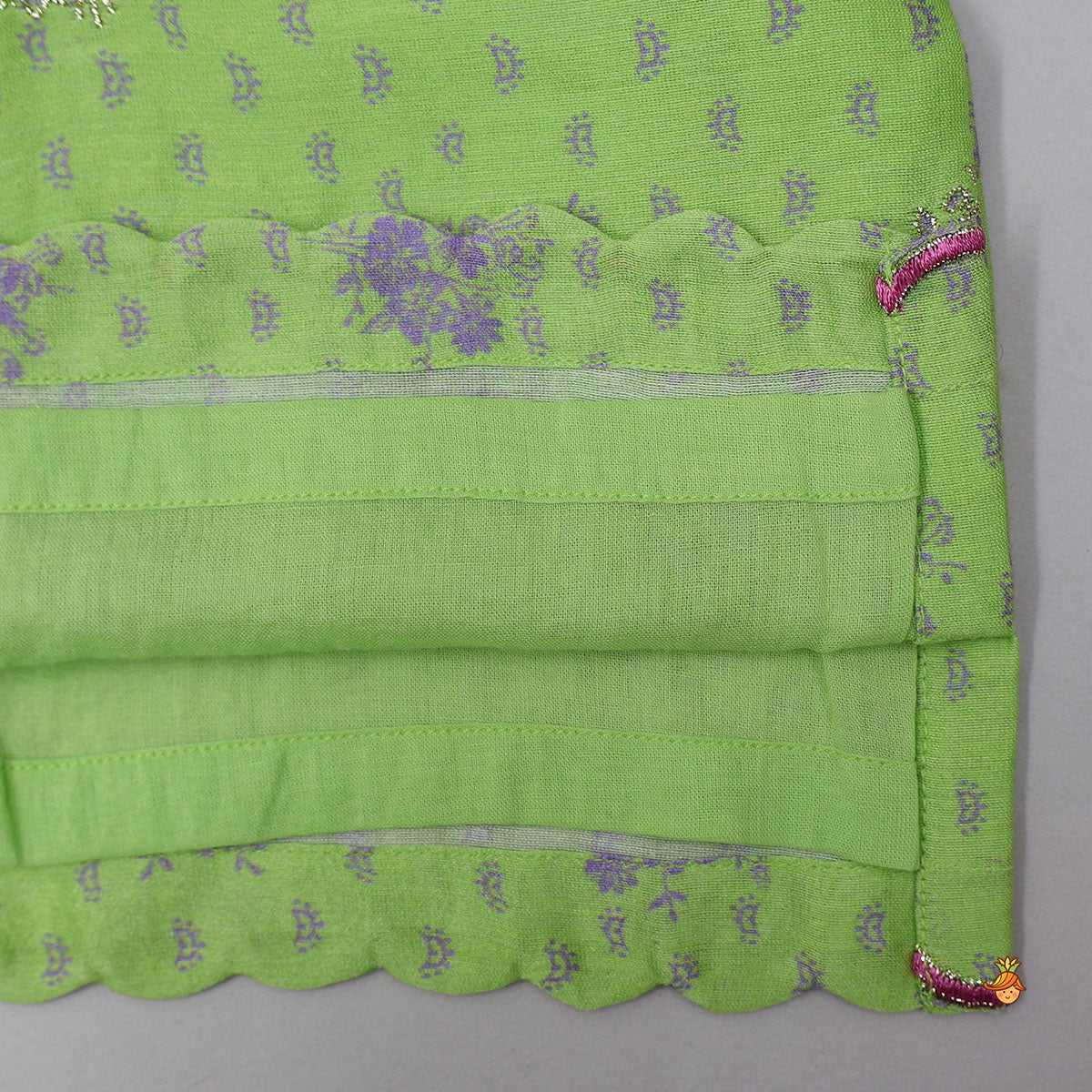 Printed Top And Lehenga With Scalloped Design Dupatta