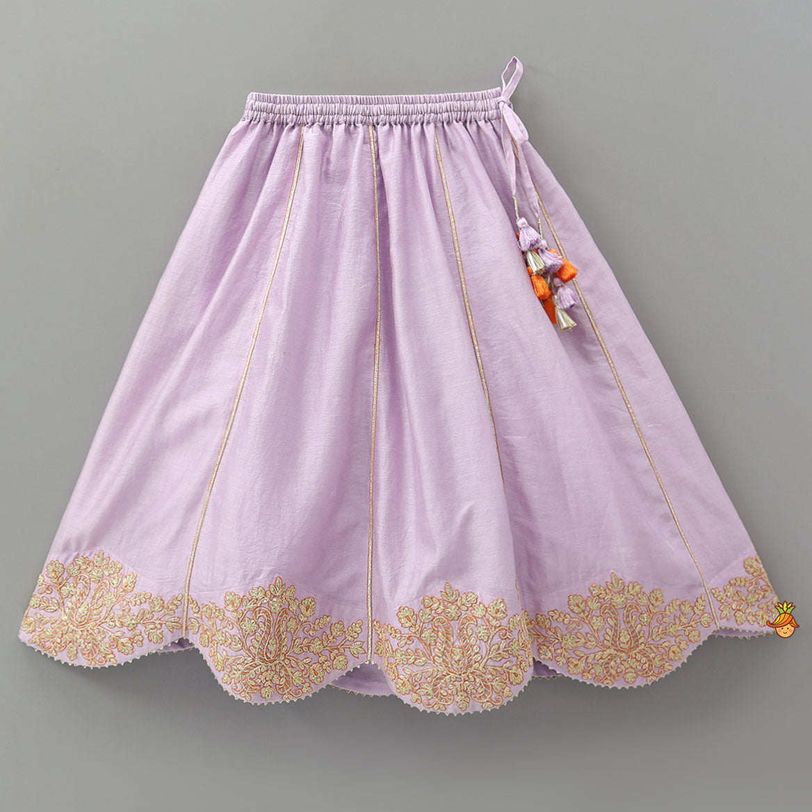 Round Neck Top And Scalloped Lehenga With Dupatta