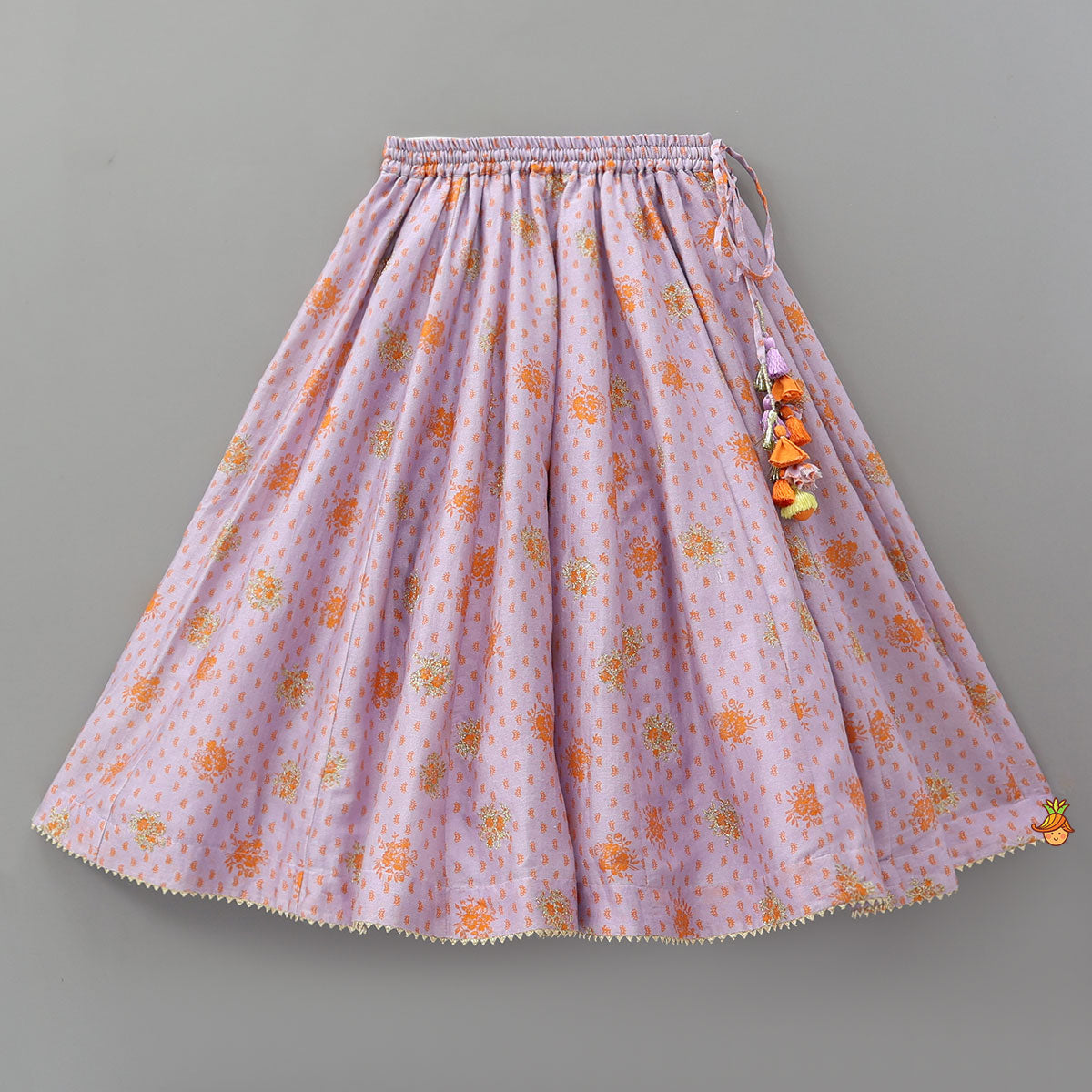 Printed Top And Lehenga With Dual Tone Dupatta