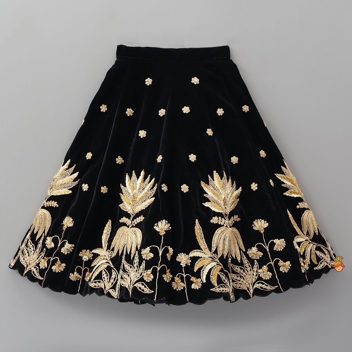 Stand Collar Velvet Charming Top And Lehenga