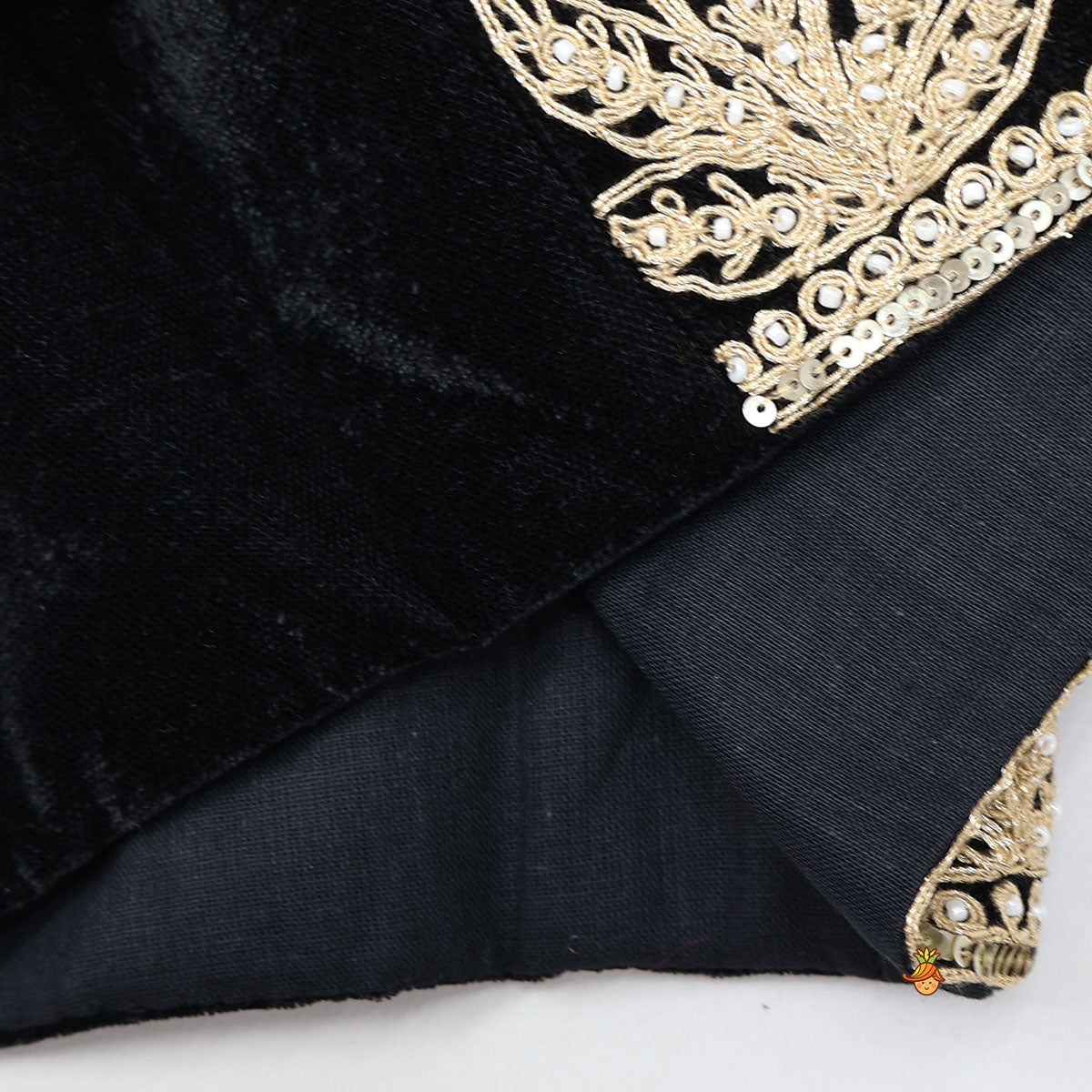 Stand Collar Velvet Charming Top And Lehenga