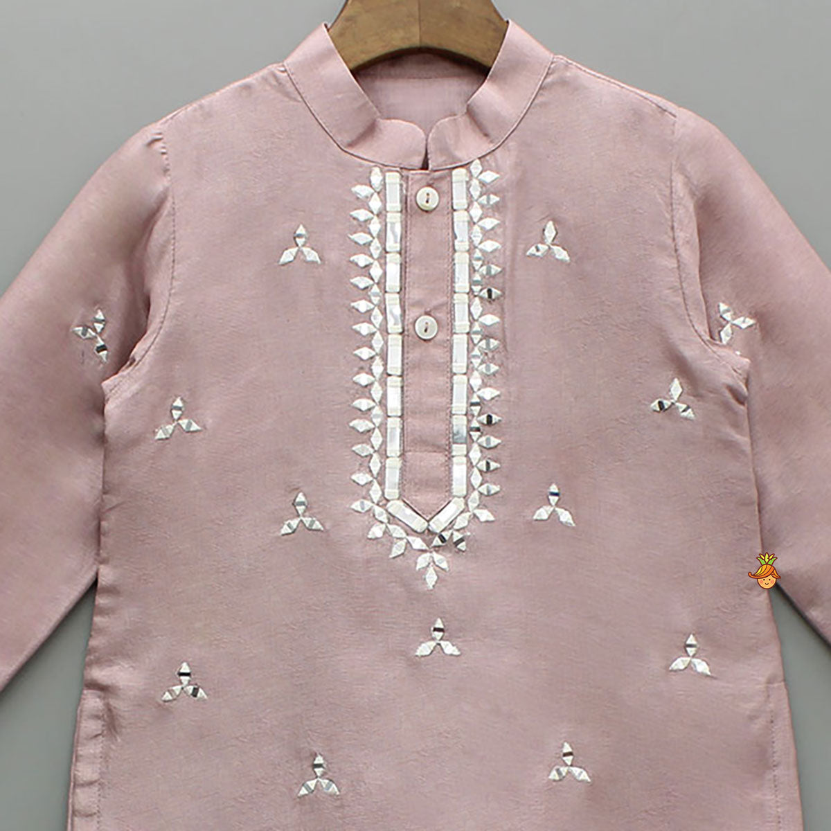Faux Mirror Embroidered Pink Kurta
