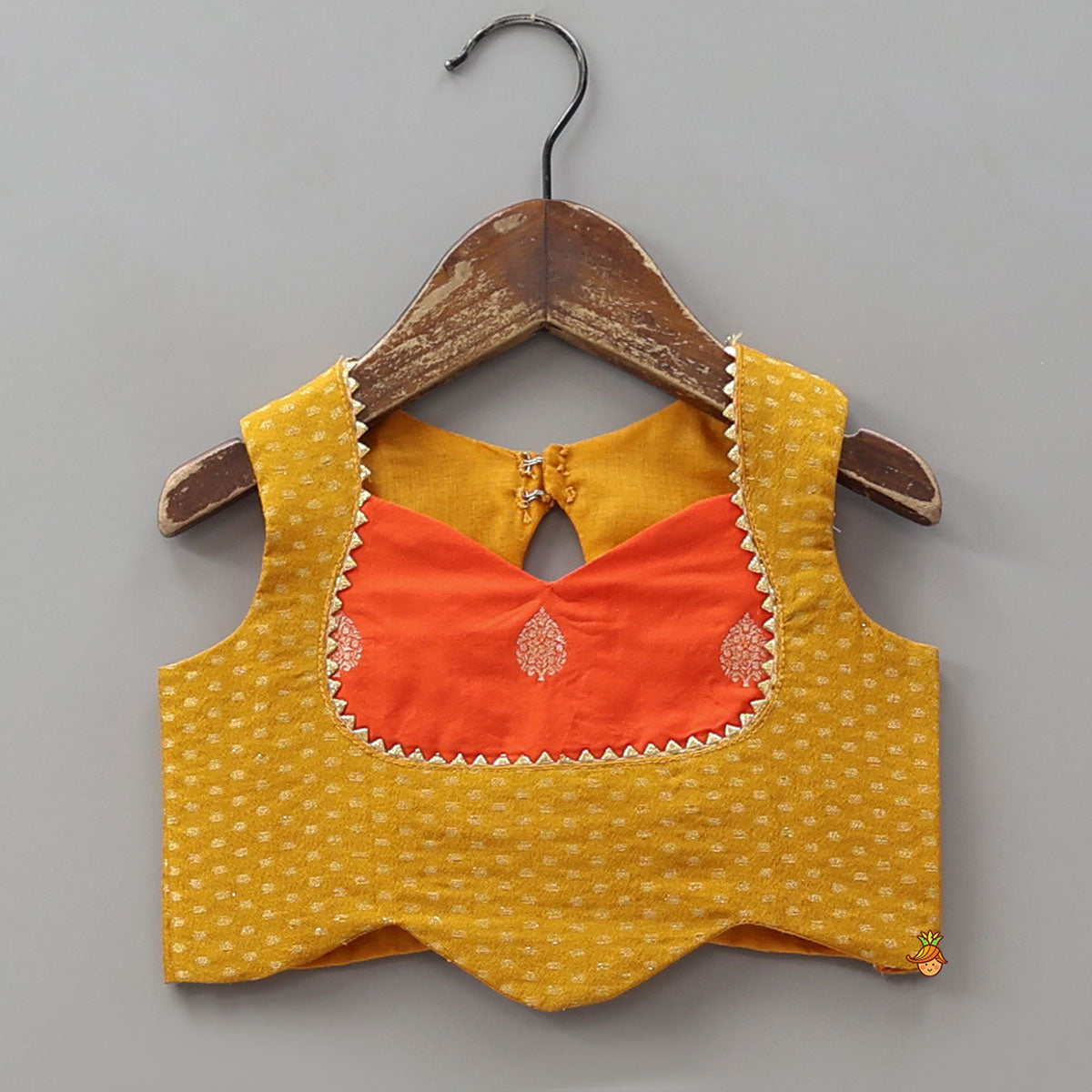 Hem Cut Crop Top And Contrasting Lehenga