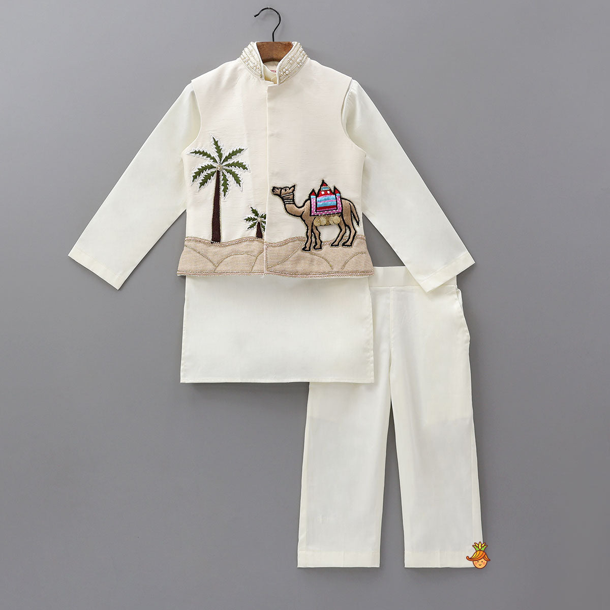 Ethnic Kurta With Embroidered Jacket And Pyjama