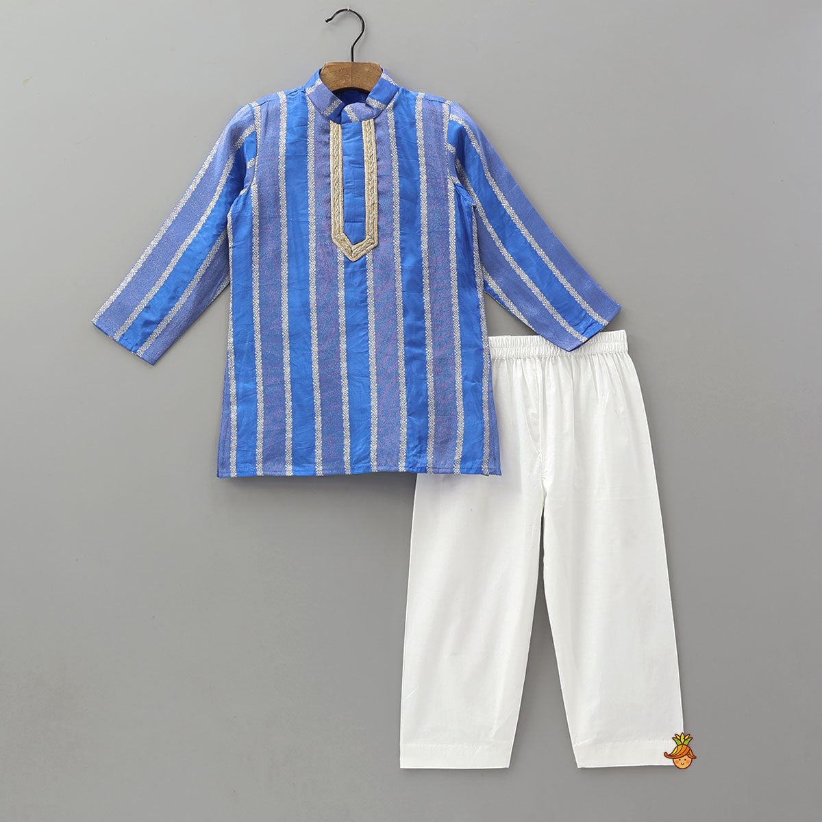 Festive Shimmer Panel Ethnic Kurta With Pyjama