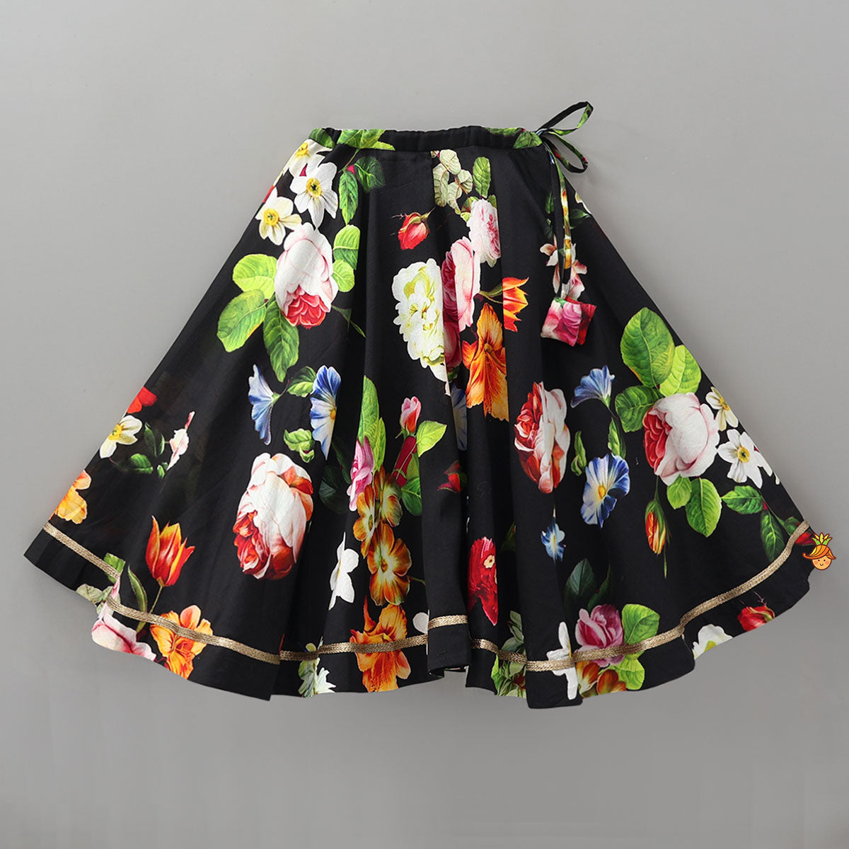 Elegant Floral Printed Top And Lehenga With Net Dupatta