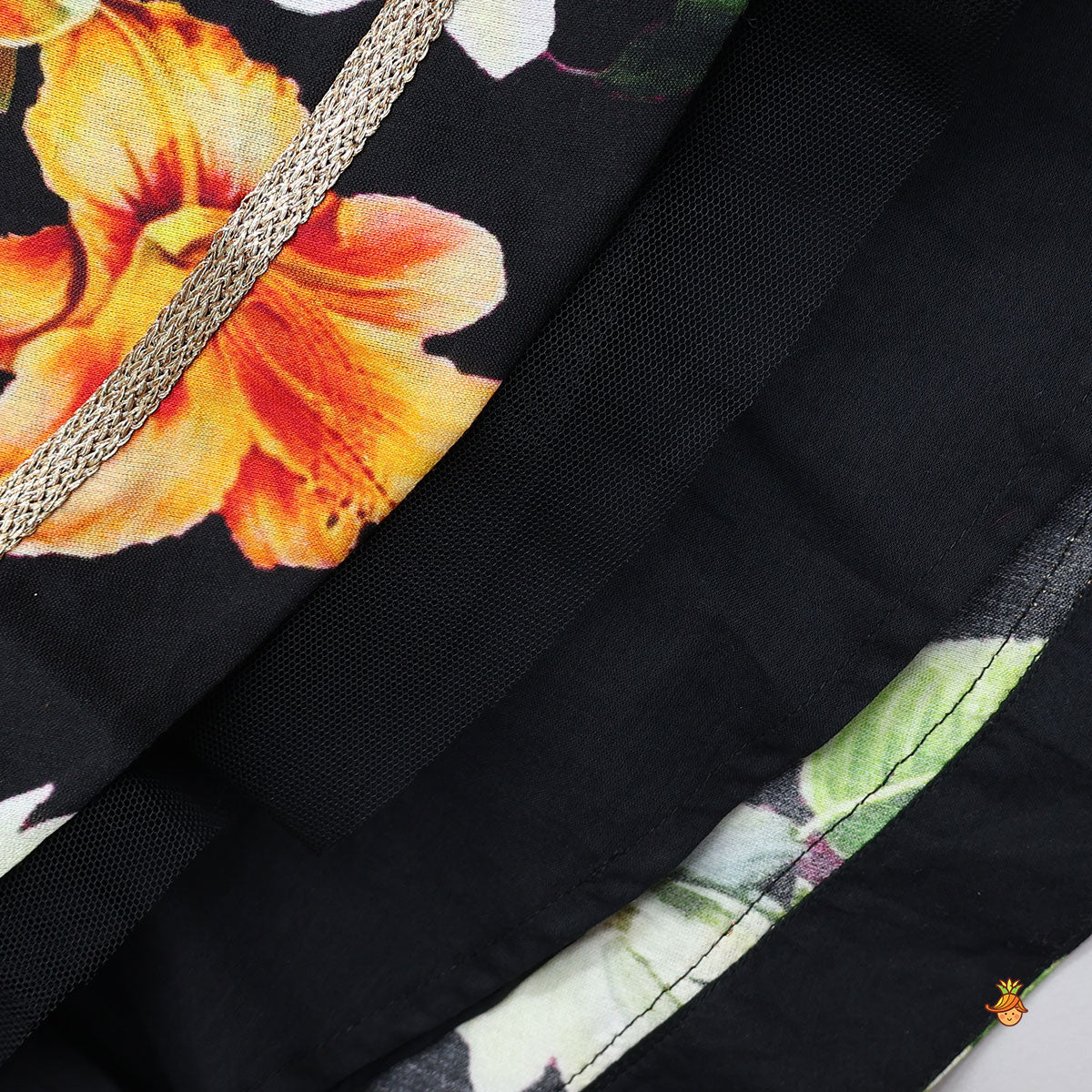 Elegant Floral Printed Top And Lehenga With Net Dupatta