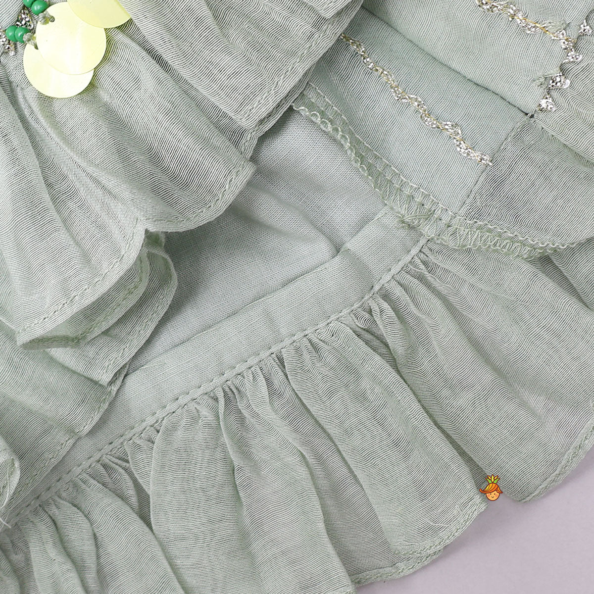 Ruffle Crop Top And Embroidered Lehenga
