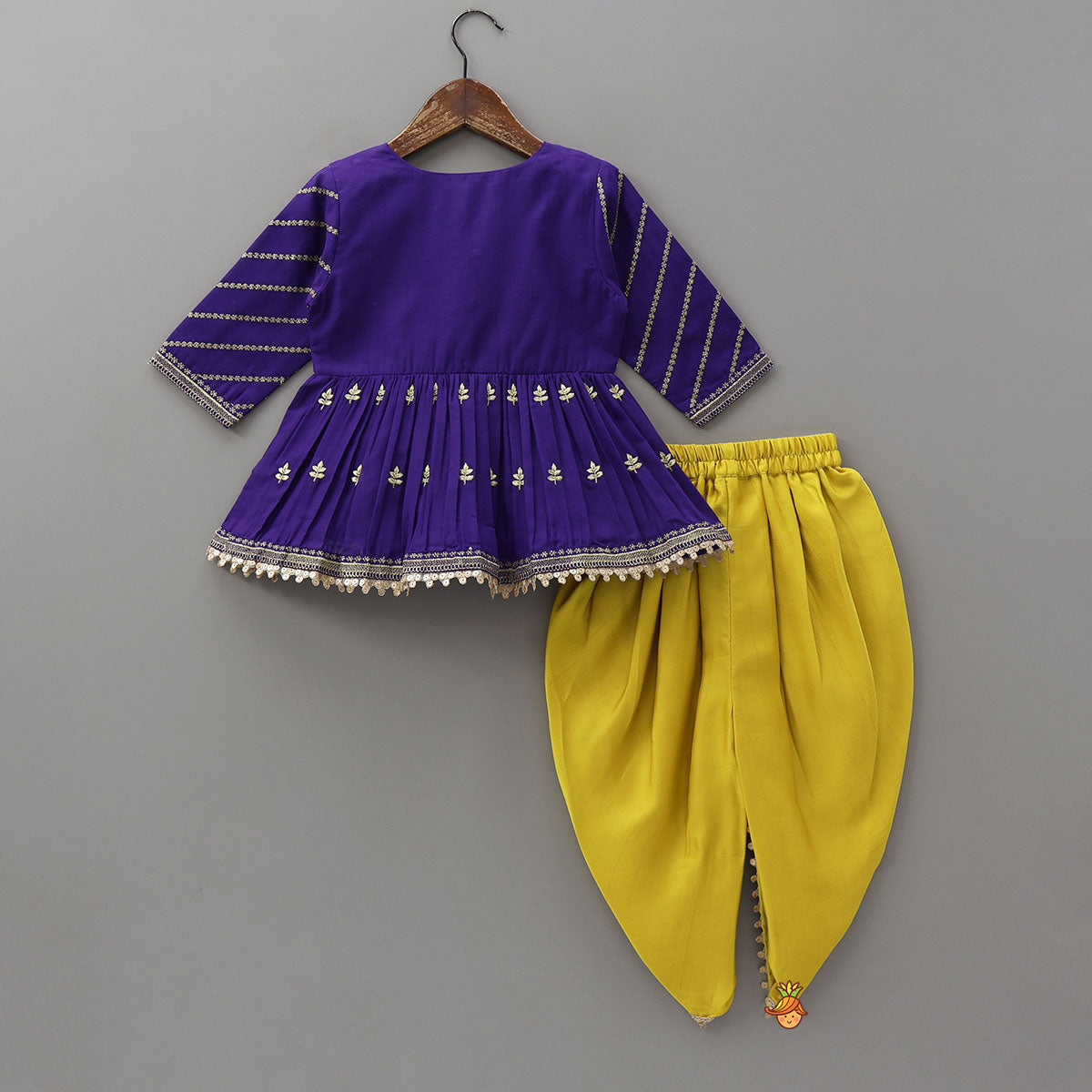 Sequin And Zari Thread Embroidered Peplum Top With Tulip Style Dhoti