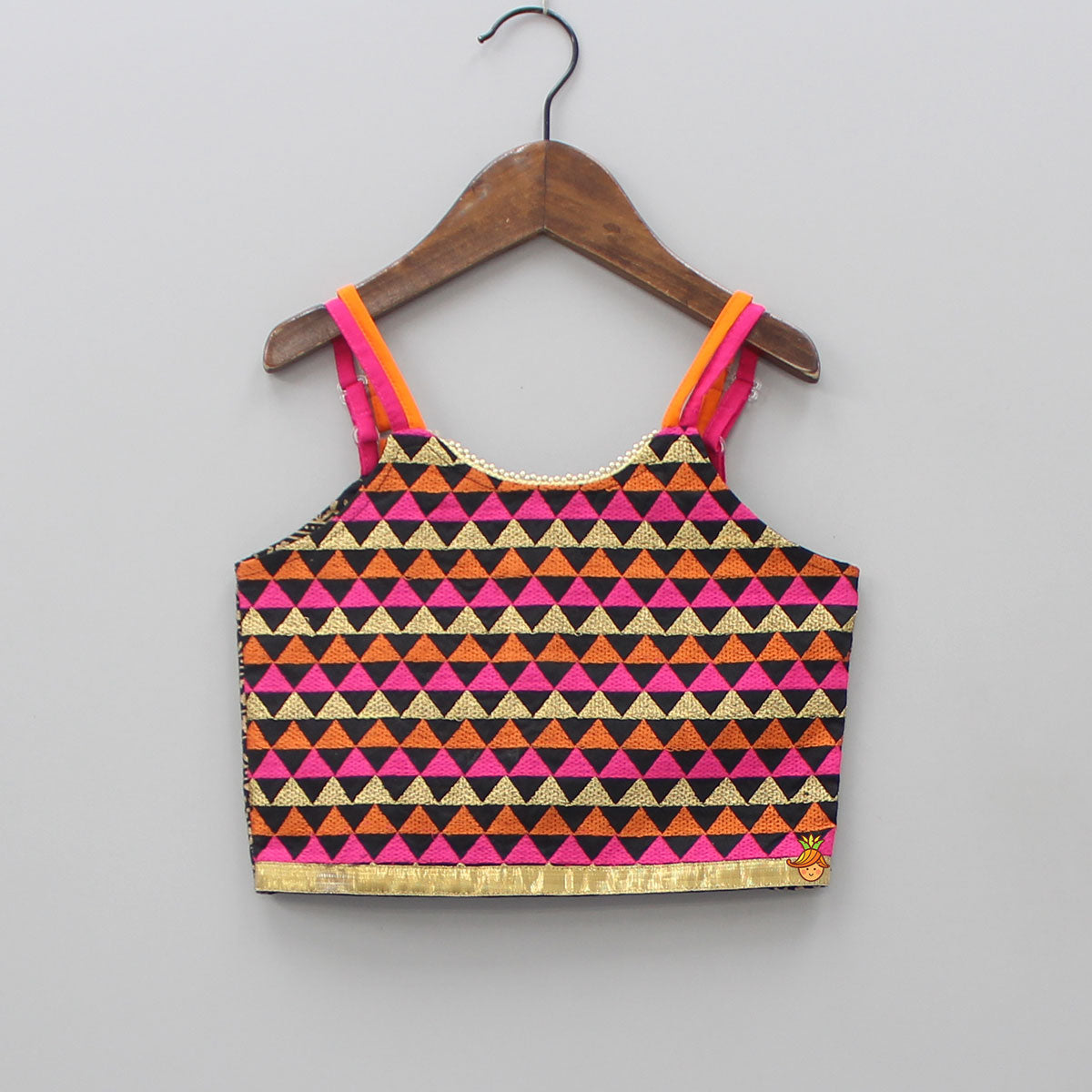 Triangle Design Top And Printed Dhoti
