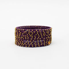 Dark Purple Faux Thread Work Bangle - Set Of 12