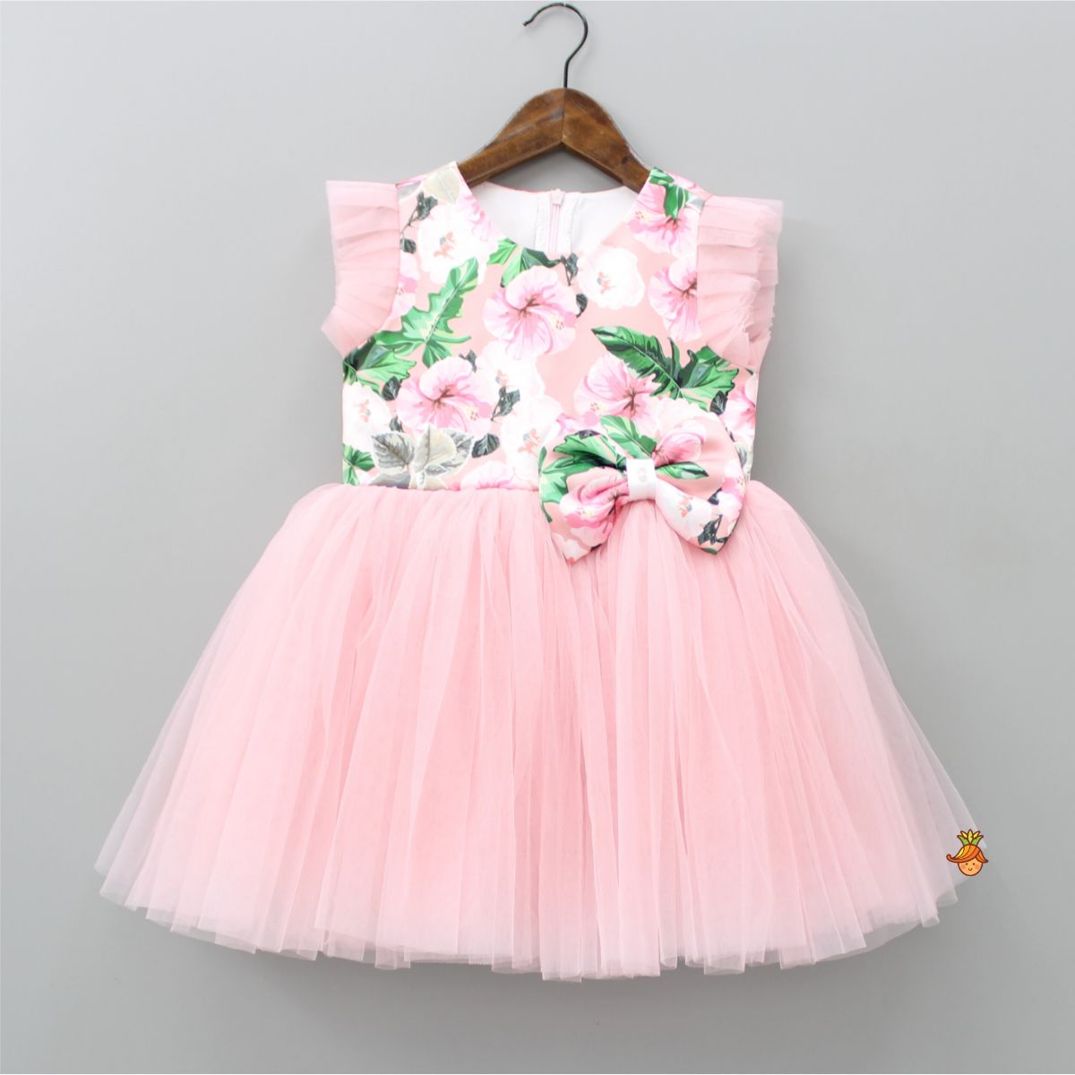 Exquisite Floral Printed Frilly Dress