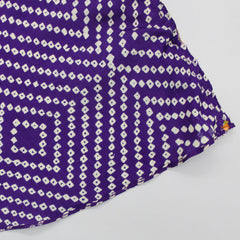 Pre Order: Purple Bandhani Printed Top And Dhoti With Cape Style Jacket