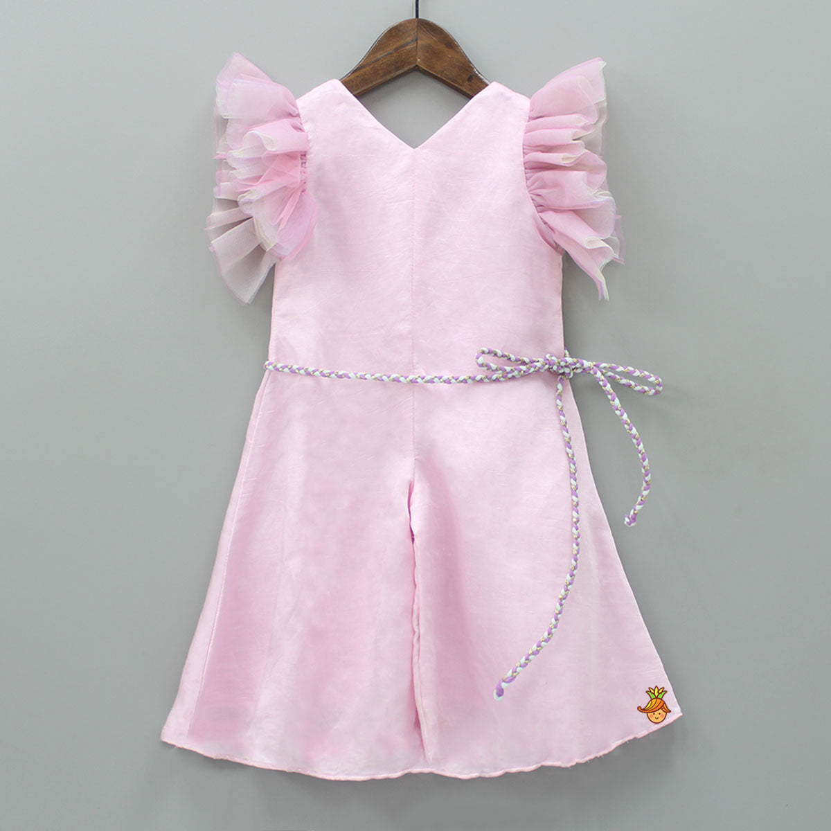 Pre Order: Frilly Sleeves Jumpsuit With Matching Braid Belt