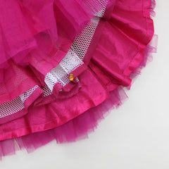 Pre Order: Shiny Sequin Embroidered Hot Pink Anarkali With Frilly Dupatta
