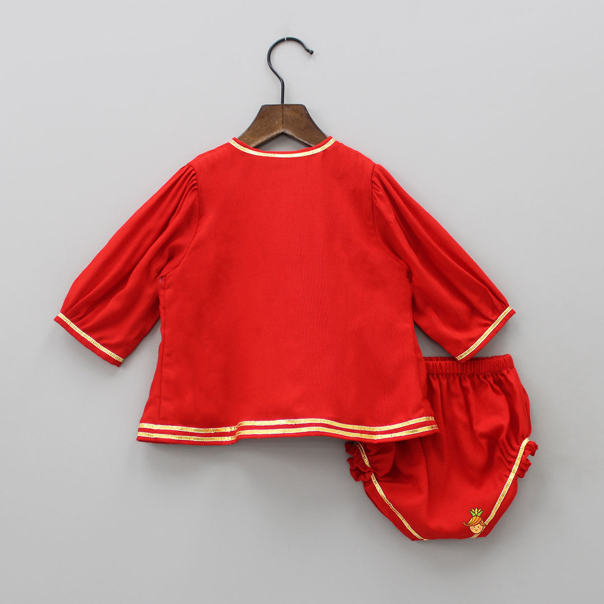 Multi Colour Bird Embroidered Jamna With Matching Cap And Booties