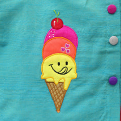 Pre Order: Cute Ice Cream Patch Work Top And Dhoti