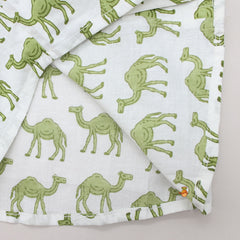 Pre Order: Green Camel Printed Shirt
