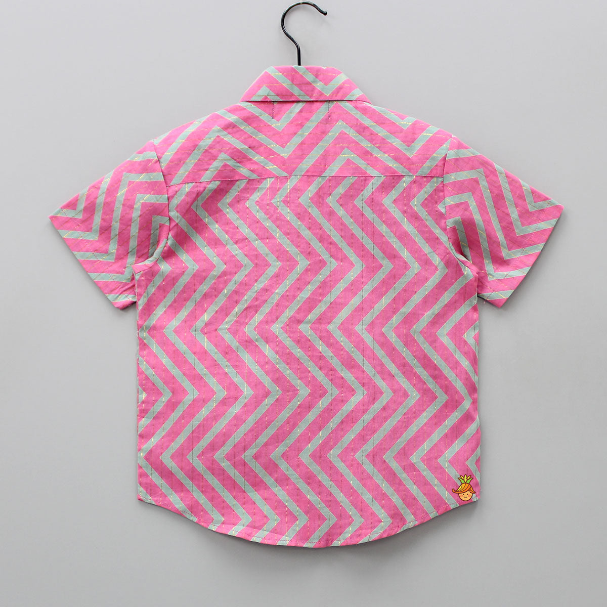 Zigzag Printed And Lurex Striped Dual Tone Shirt