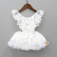Pre Order: Pearl And Sequins Butterfly Embellished Backless Bodysuit Dress With Head Band