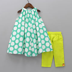 Hand Block Polka Printed Kurti And Pant