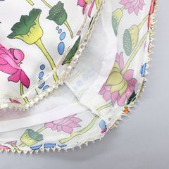 Pre Order: Beautiful Floral Printed White Top And Lehenga