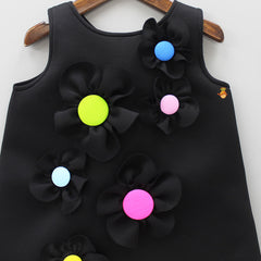 Pre Order: Fancy Flowers Adorned Black Dress