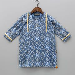 Hand Block Printed Kurti And Mustard Salwar With Dupatta