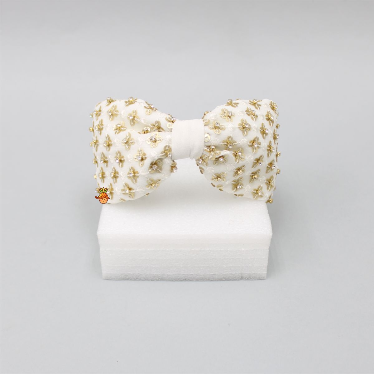 White Stones And Sequins Floral Embroidered Hair Band