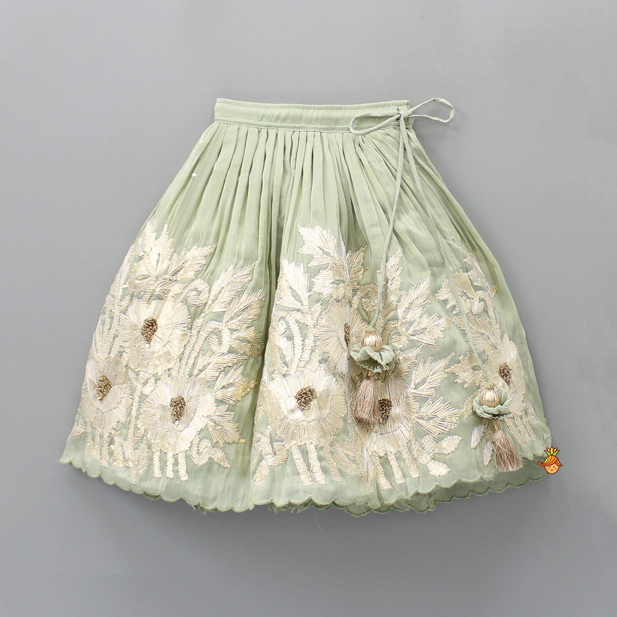 Gota Lace Detailed Pastel Green Top With Lehenga